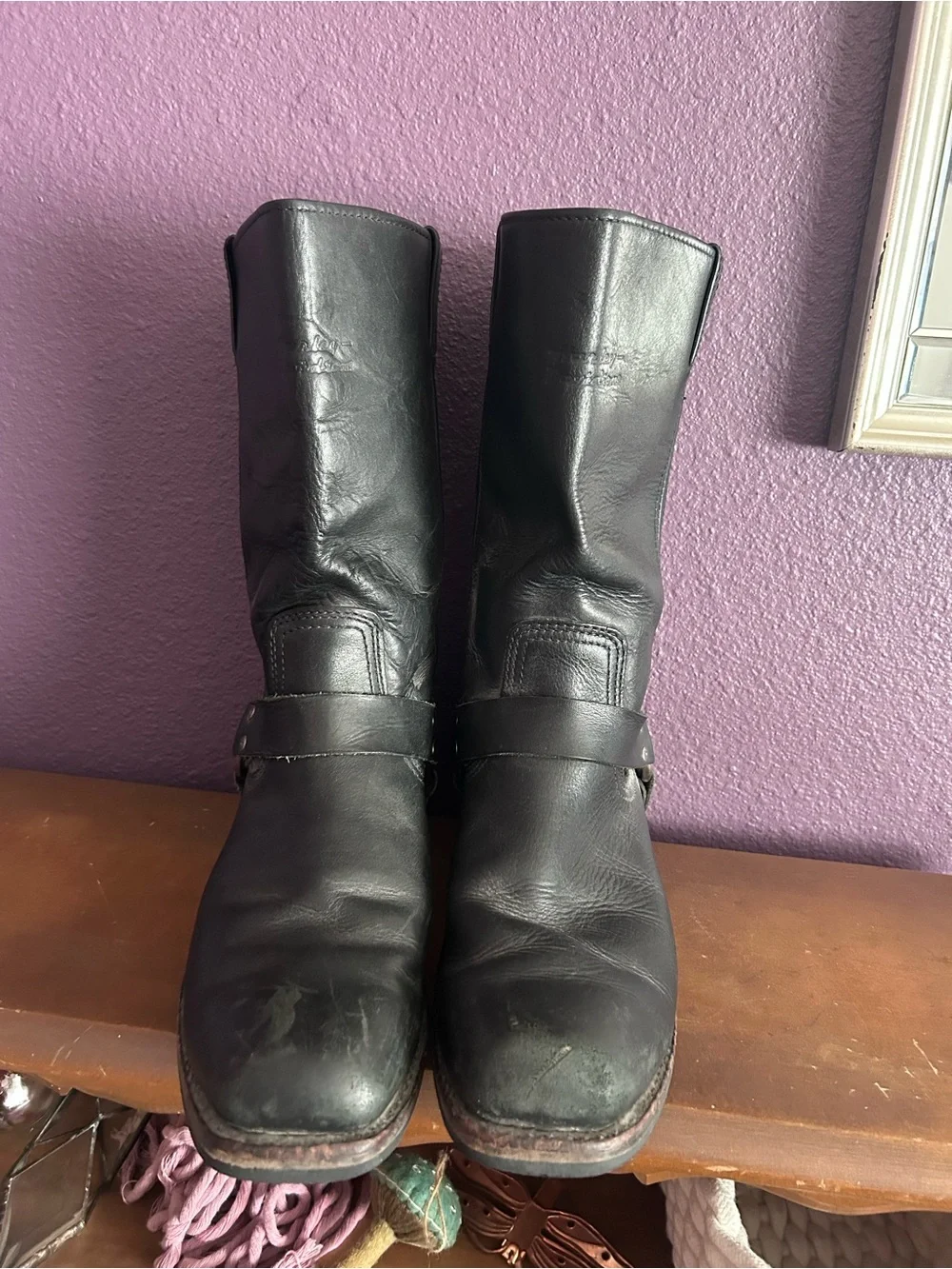 Harley-Davidson Black Leather Harness Boots - Men's